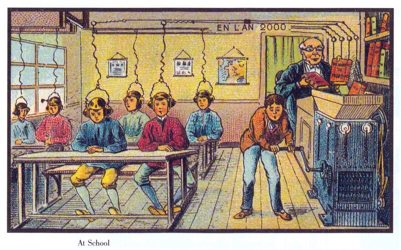 Näiteid aastatest 1899–1910 pärinevast eri autorite pildiseeriast „Aastal 2000” („En L’An 2000”)