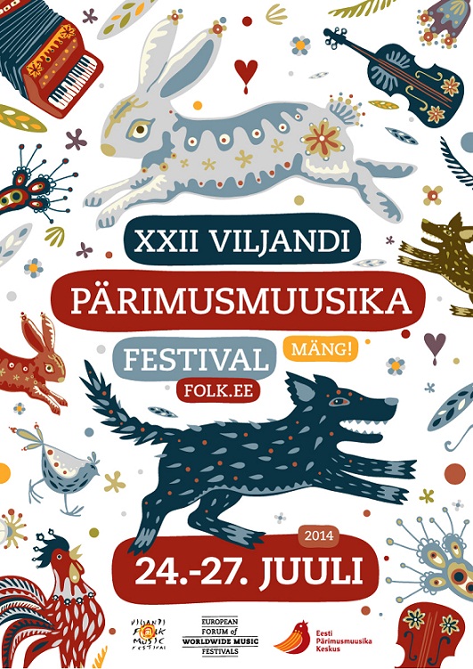 Viljandi pärimusmuusika festivali 2014 (teemaga „Mäng”) tunnuskujundus. Autor: Merike Tamm