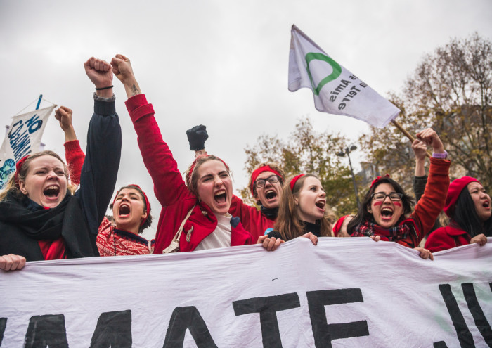 Noored prantslased protestimas kliimamuutusi esilekutsuva tööstustegevuse vastu. Foto: Renee Altrov