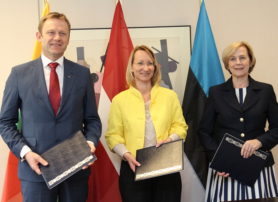 The culture ministers of Lithuania, Latvia and Estonia after signing the memorandum.