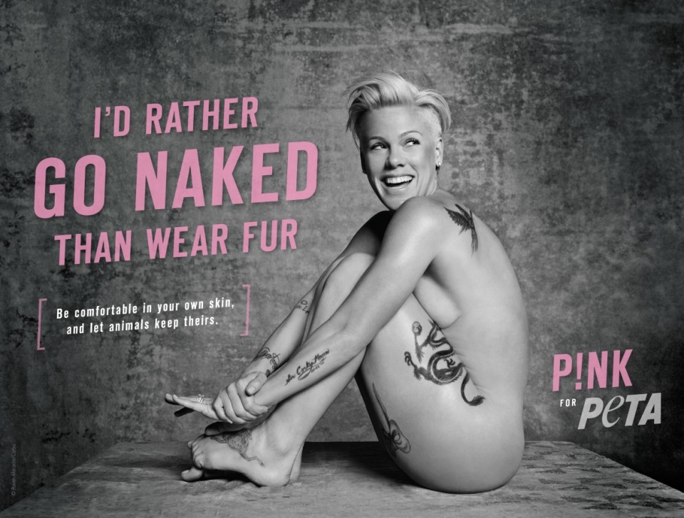 Lauljatar Pink PETA teavituskampaanias