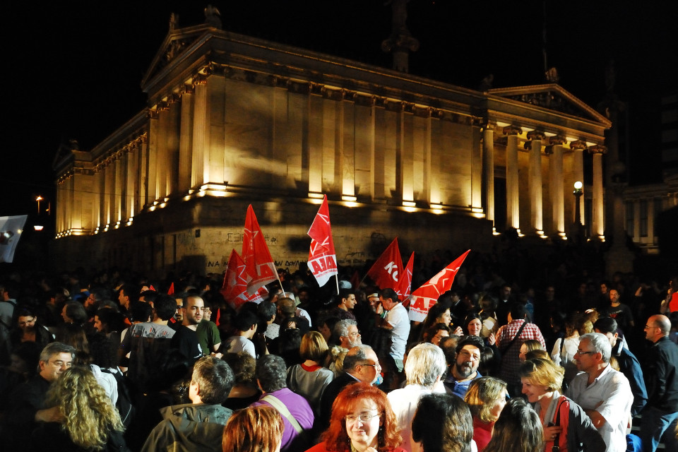 Syriza toetajate kogunemine Ateenas. Foto: Adolfo Lujan (CC BY-NC-ND 2.0)