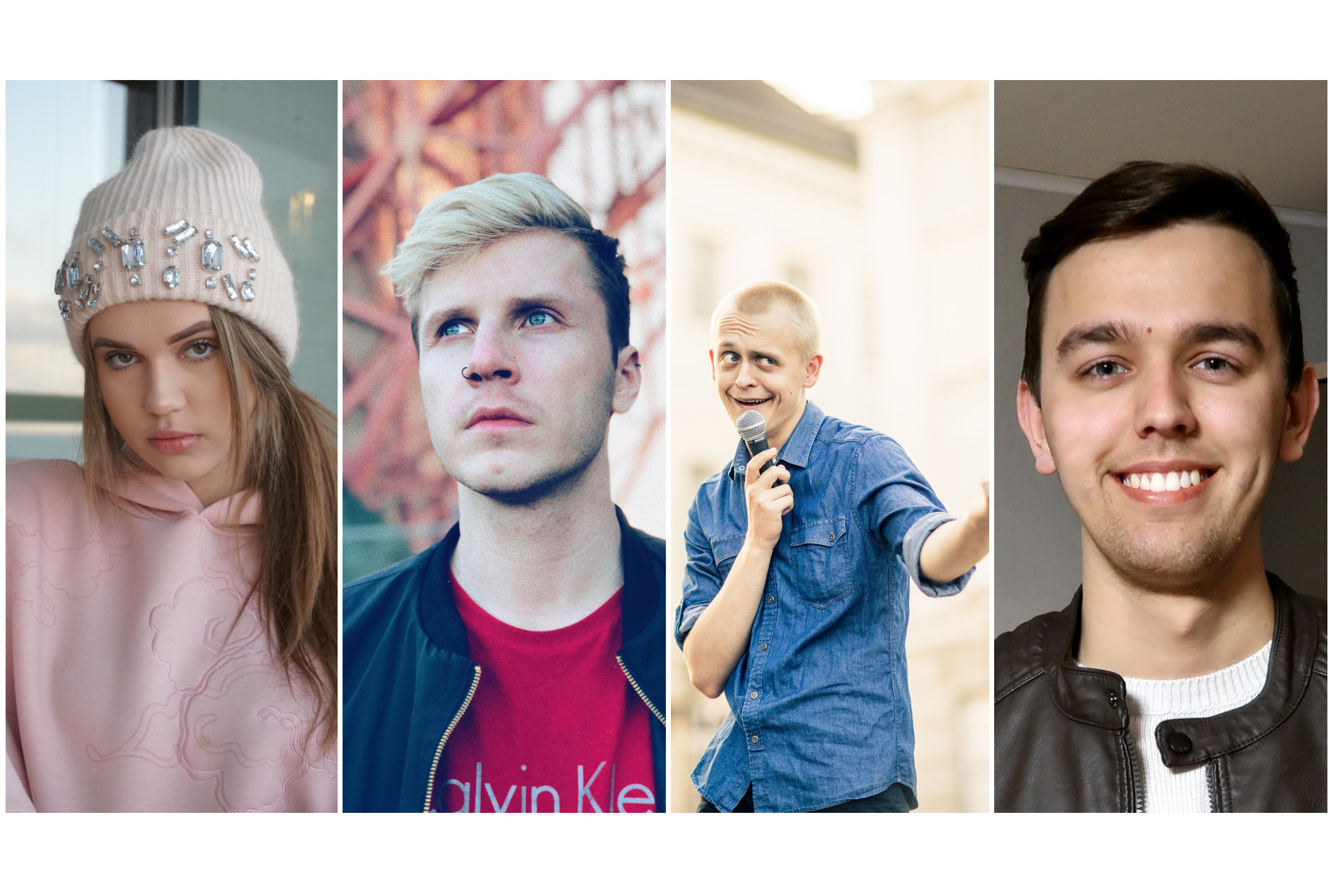 Eesti youtuber’id: (vasakult) Maria Rannaväli, Martti Hallik, Märt Koik ja Henri Karpov